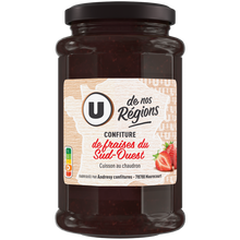 U DE NOS REGIONS Confiture de fraises récoltées dans le Sud-Ouest , pot de 315g