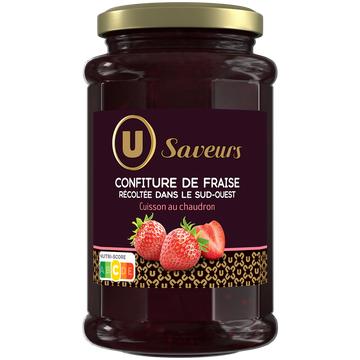 U SAVEURS Confiture de fraises récoltées dans le Sud-Ouest , pot de 315g