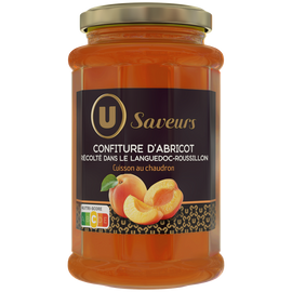 U SAVEURS Confiture d'abricots récoltés dans le Languedoc-Roussillon ,pot de 315g