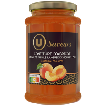 U SAVEURS Confiture d'abricots récoltés dans le Languedoc-Roussillon ,pot de 315g