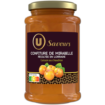 U SAVEURS Confiture de mirabelles récoltées en Lorraine , pot de 315g