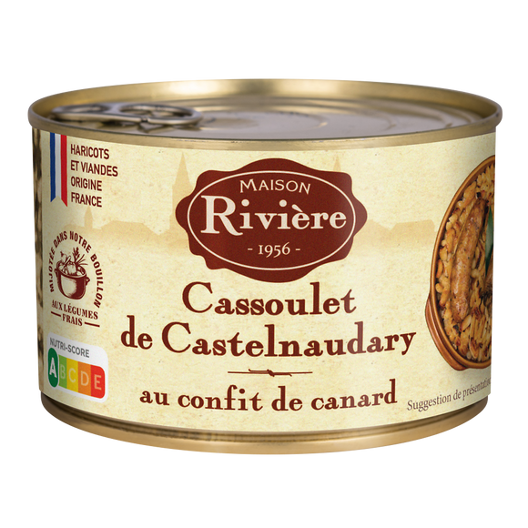 Cassoulet Castelnaudary confit canard MAISON RIVIERE, boîte de 1/2, 420g