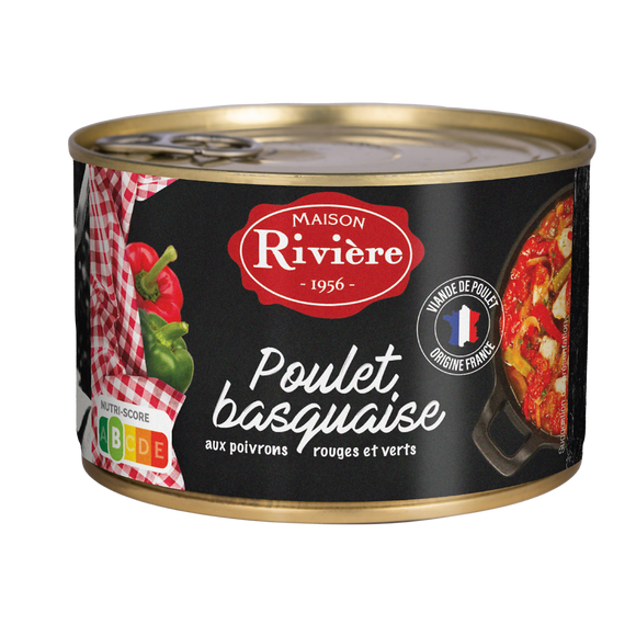 Poulet basquaise aux poivrons rouges et verts RIVIERE boîte 1/2 de 400g