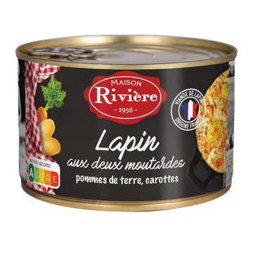 Lapin aux 2 moutardes pommes de terre et carottes MAISON RIVIERE Boîtede 400g