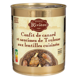Confit canard aux lentilles cuisin.MAISON RIVIERE boîte 840g