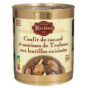 Confit canard aux lentilles cuisin.MAISON RIVIERE boîte 840g
