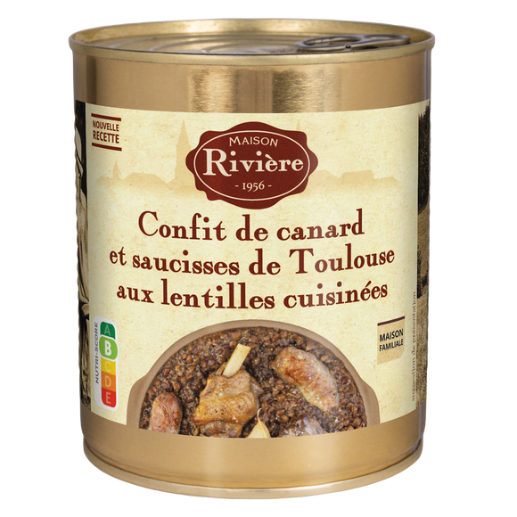 Confit canard aux lentilles cuisin.MAISON RIVIERE boîte 840g