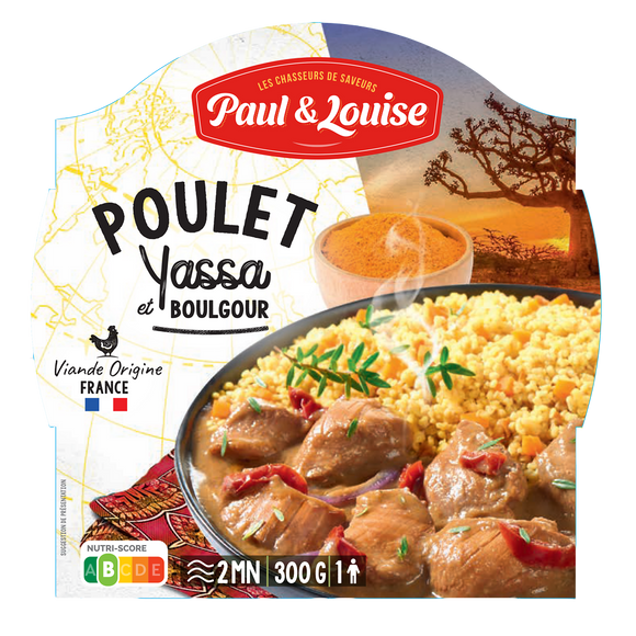 Plat cuisiné Poulet yassa et boulgour, PAUL & LOUISE, barquette 300g