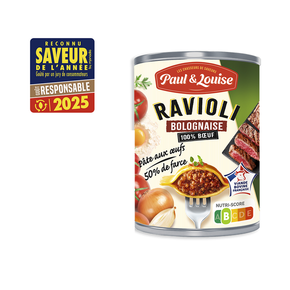 Ravioli bolognaise 100% boeuf PAUL & LOUISE, boîte de 400g