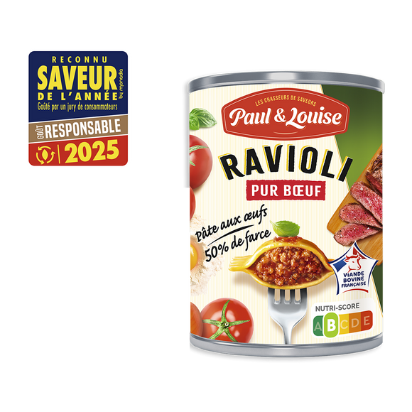 Ravioli pur boeuf PAUL & LOUISE, boîte de 400g