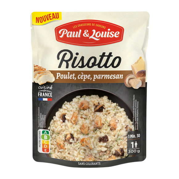 Plat cuisiné Risotto Poulet Cèpe Parmesan PAUL & LOUISE, sachet 300g