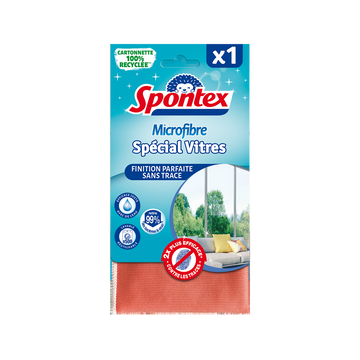 Lavette en microfibres spéciale vitres SPONTEX