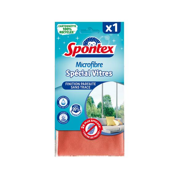 Lavette en microfibres spéciale vitres SPONTEX