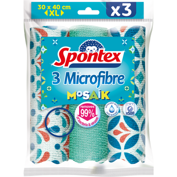 Lavette en microfibre mosaik SPONTEX, x3