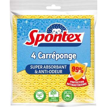 Carréponges anti-bactéries SPONTEX x4