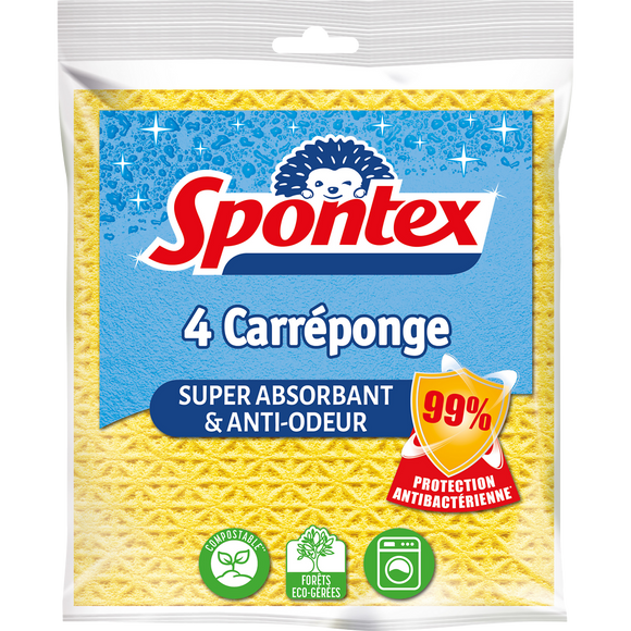 Carréponges anti-bactéries SPONTEX x4