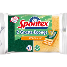 Éponge végétale grattante et résistante Stop Graisse SPONTEX, x2