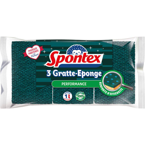 Eponges grattantes gratte-éponge performance SPONTEX, x3