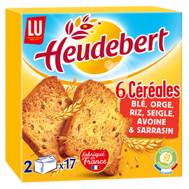 Biscottes 6 céréales HEUDEBERT - Paquet de 34 tranches - 300g