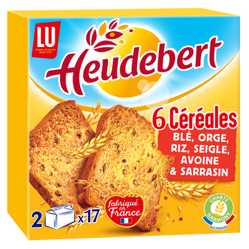 Biscottes 6 céréales HEUDEBERT - Paquet de 34 tranches - 300g