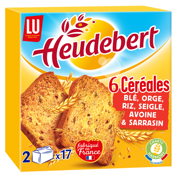 Biscottes 6 céréales HEUDEBERT - Paquet de 34 tranches - 300g