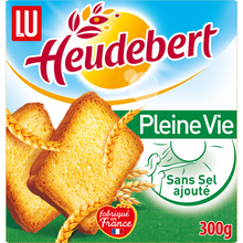 Biscottes Pleine vie Sans sel ajouté HEUDEBERT - Paquet de 34 tranches- 300g