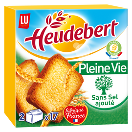 Biscottes Pleine vie Sans sel ajouté HEUDEBERT - Paquet de 34 tranches- 300g