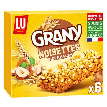 Barres de céréales aux noisettes GRANY - Boite de 6 - 125g