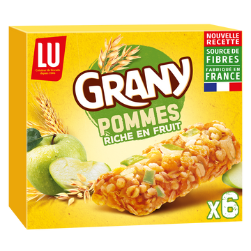 Barres de céréales aux pommes GRANY - Boite de 6 - 125g