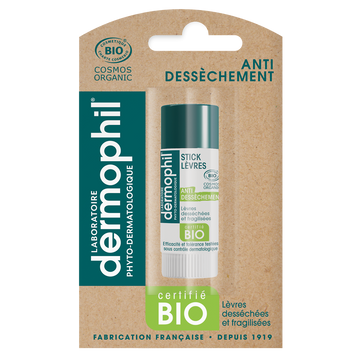 Stick pour les lèvres bio anti-dessèchement DERMOPHIL, 4g