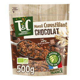 Muesli croustillant bio au chocolat TERRE & CEREALES, 500g
