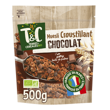 Muesli croustillant bio au chocolat TERRE & CEREALES, 500g