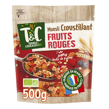 Muesli croustillant bio aux fruits rouges TERRE & CEREALES, 500g