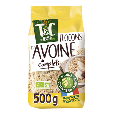 Flocons d'avoine bio TERRE & CEREALES, 500g
