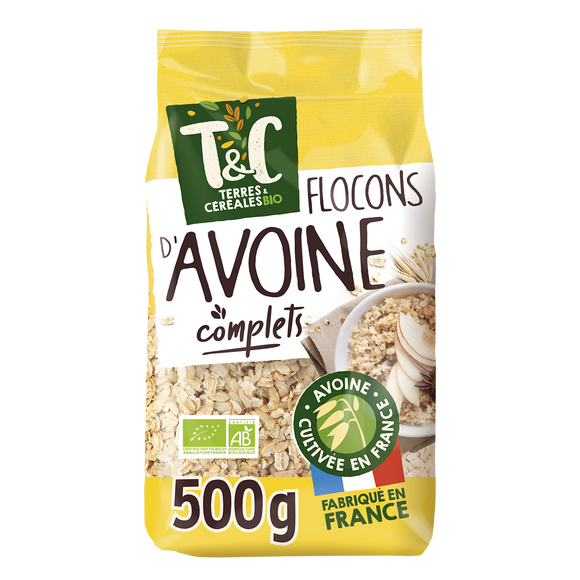 Flocons d'avoine bio TERRE & CEREALES, 500g