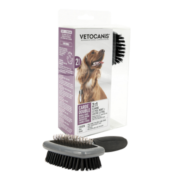 Brosse carde double mm chien, VETOCANIS, 150g