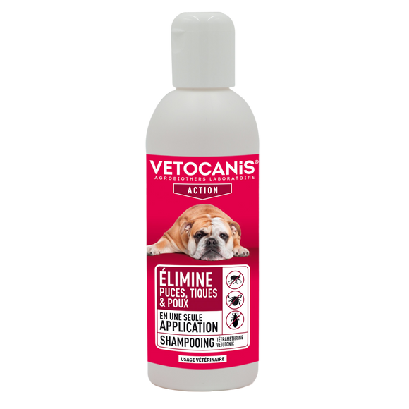 Shampoing tetramethrine chiens et chats VETOTONIC, 200ml