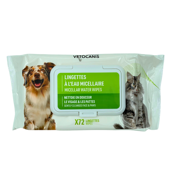 Lingettes nettoyantes chien, chat gf, VETOCANIS, x72, 327g