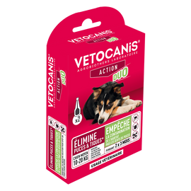 Duo 134mg, 40mg solution pour spot on pour chien moyen, VETOCANIS