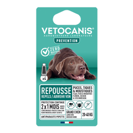 Solution antiparasitaire spot on pour grands chiens VETOCANIS, x4