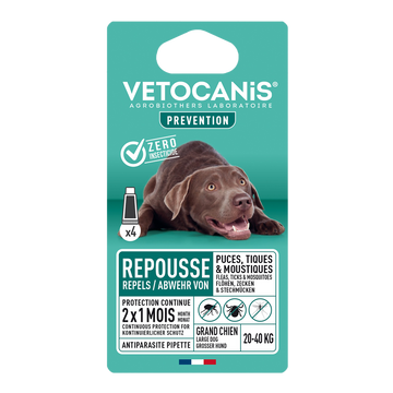 Solution antiparasitaire spot on pour grands chiens VETOCANIS, x4