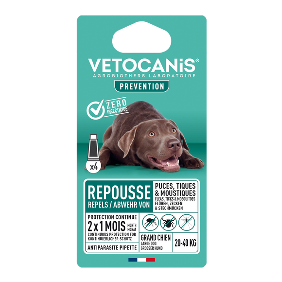 Solution antiparasitaire spot on pour grands chiens VETOCANIS, x4