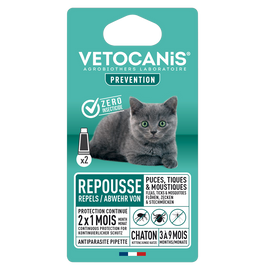 Solution antiparasitaire spot on pour chaton VETOCANIS, x2