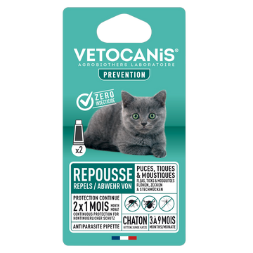 Solution antiparasitaire spot on pour chaton VETOCANIS, x2