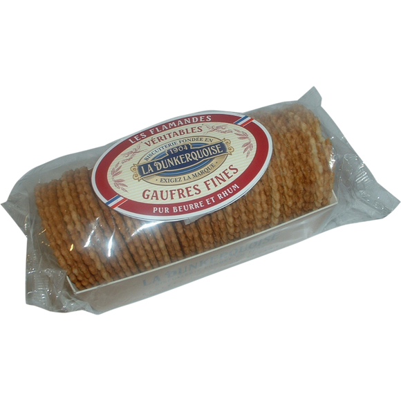 Gaufres fines flamandes pur beurre et rhum, BISCUITERIE DUNKERQUOISE,panier de 280g