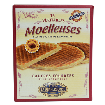 Gaufres fourrées vergeoise moelleuses LA DUNKERQUOISE, 6x 3gauffres, étui de 300g