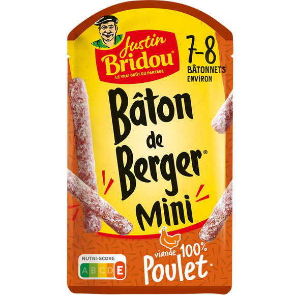 Saucisson Mini Bâton de Berger Poulet - JUSTIN BRIDOU - 80g - 8 batônnets