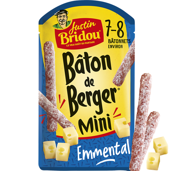 Saucisson Mini Bâton de Berger Emmental - JUSTIN BRIDOU - 80g - 8 bâtonnets