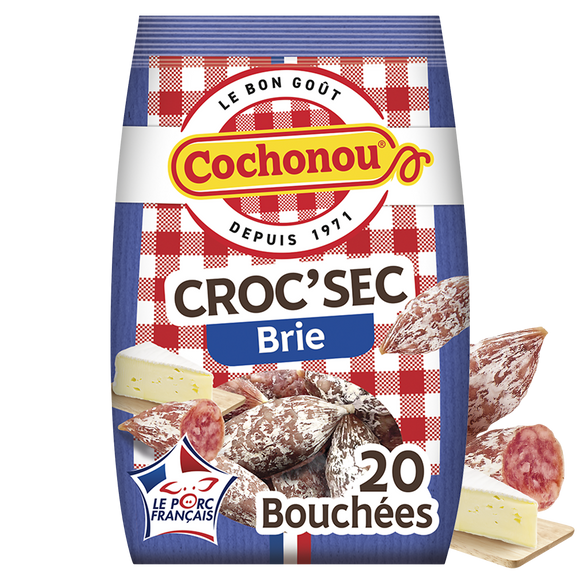Saucisson Croc sec Porc Français - COCHONOU - 20 bouchées - 130g