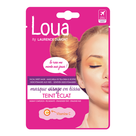 Masque visage en tissu teint éclat LOUA, x1